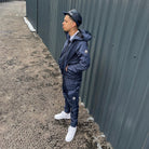 Full Streetwear Windbreaker tracksuit by Gabos London in Midnight Blue. Side View