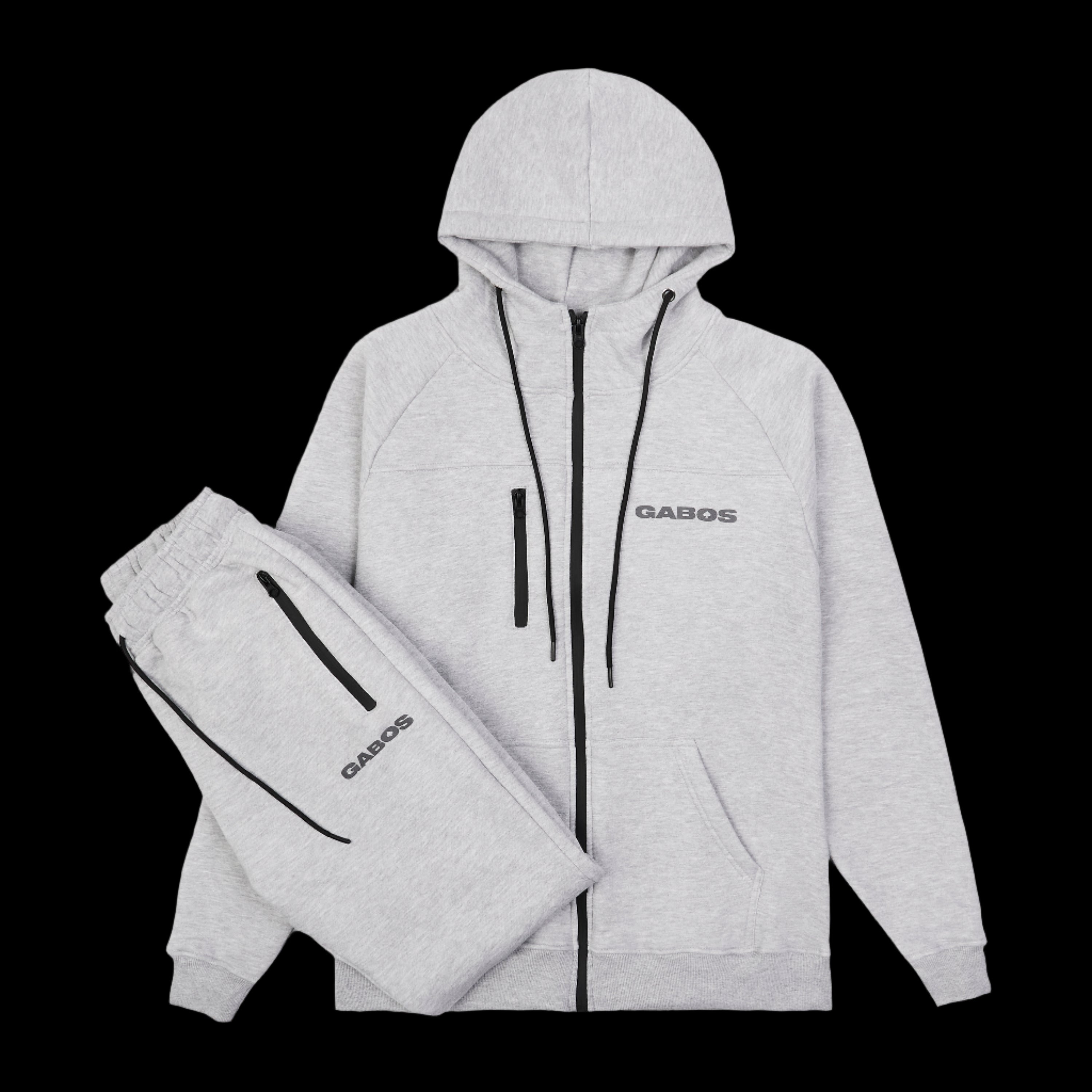 Full Grey Men's Tracksuit | Cotton Fleece Tracksuit | Reflective Logo | Streetwear Tracksuit | Tracksuit with Hood