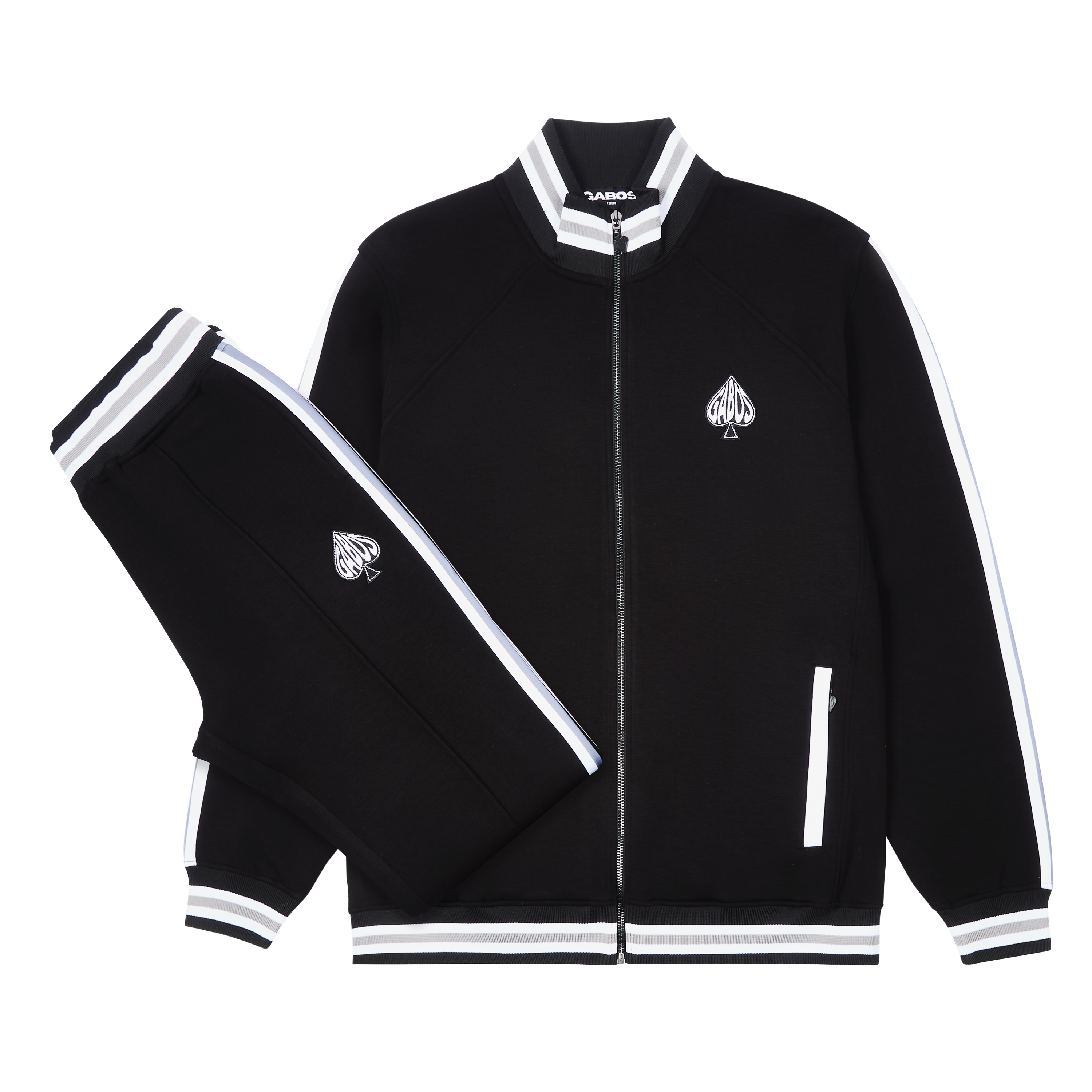 Men's Full Black Collared Tracksuit | Scuba Tracksuit Flatlay by Gabos London. Streetwear Done Right