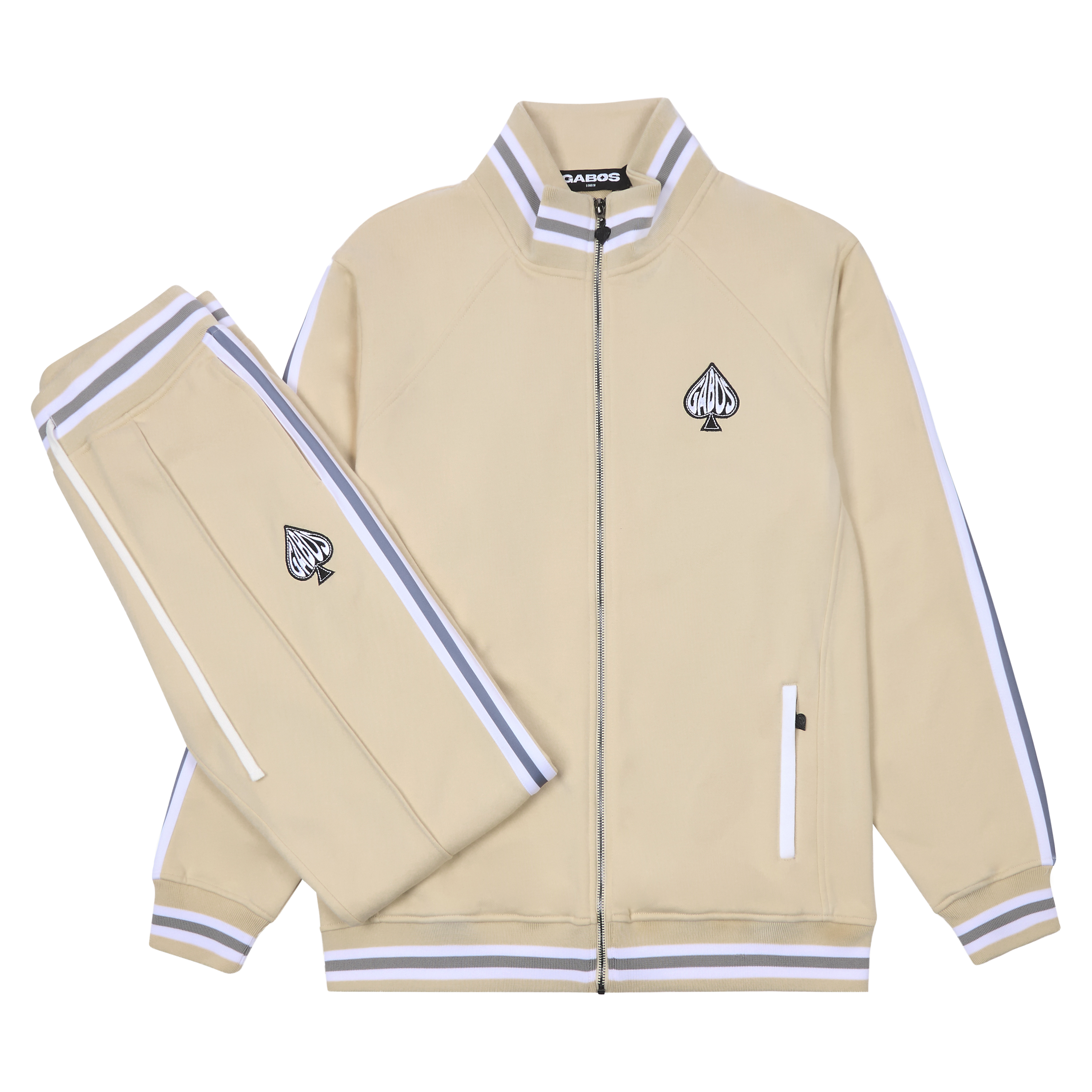 Beige Full Men's Tracksuit | Collared Tracksuit | Cotton Tracksuit | UK Streetwear Flatlay