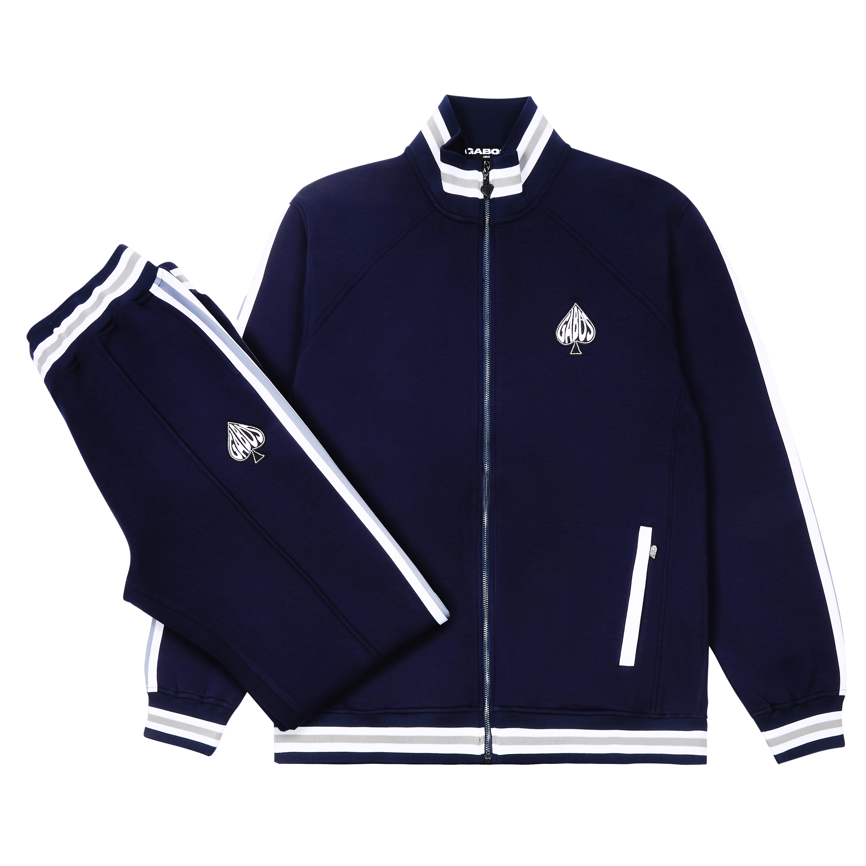 Full Collared Mens Navy Tracksuit | Scuba Tracksuit flatlay by Gabos London