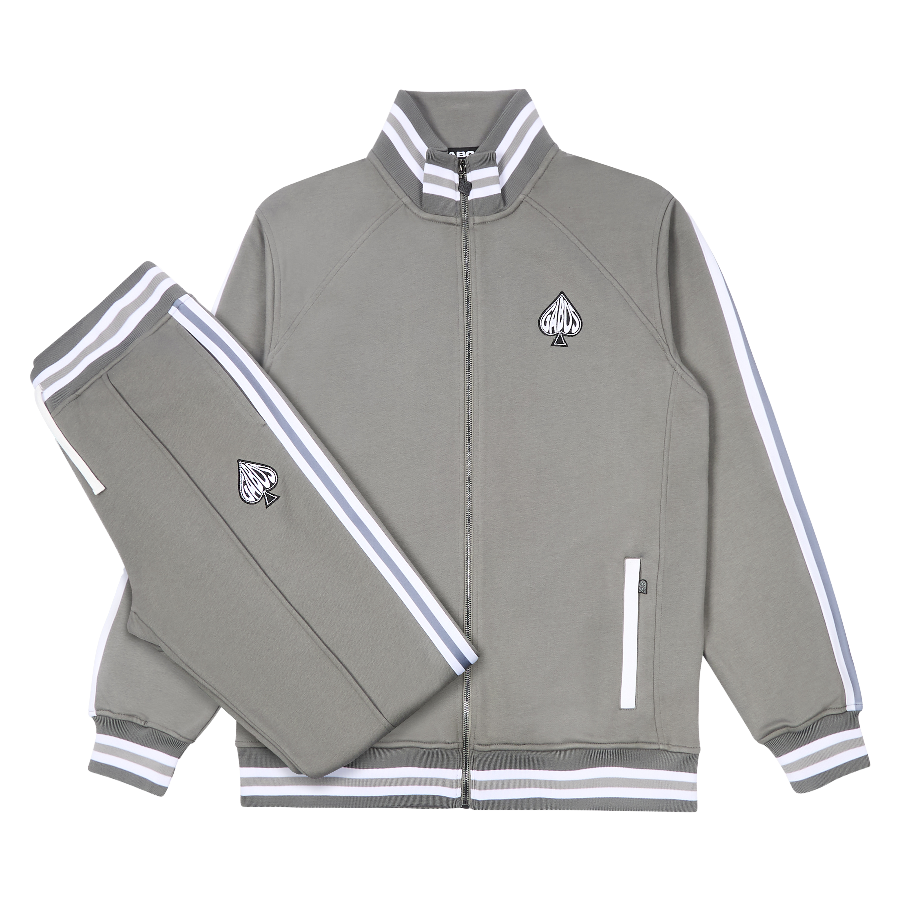 Full Grey Mens Tracksuit | Cotton tracksuit set for men with collared feature by Gabos London
