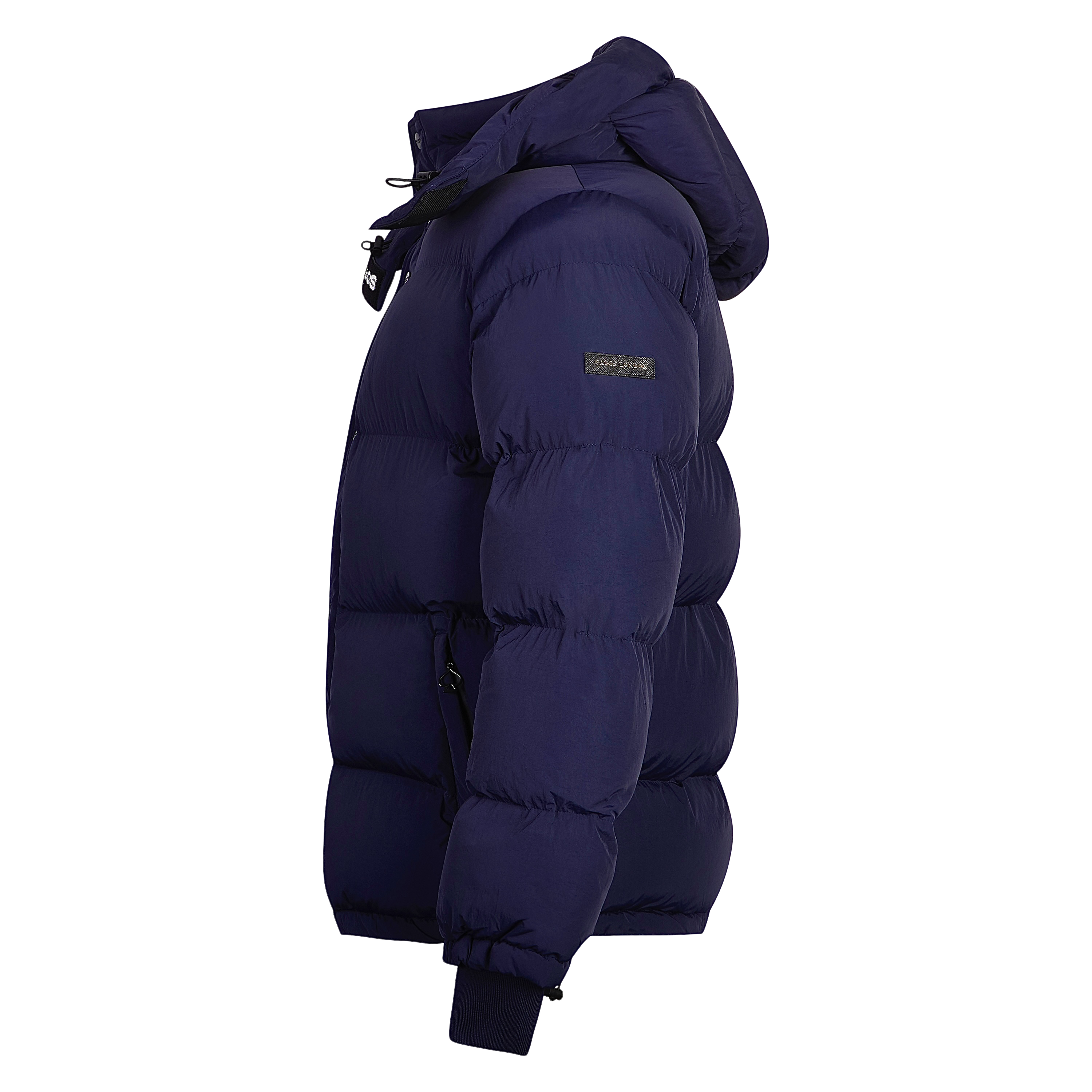 Navy Mens PUFFER JACKET by Gabos London. Side View. Best jackets