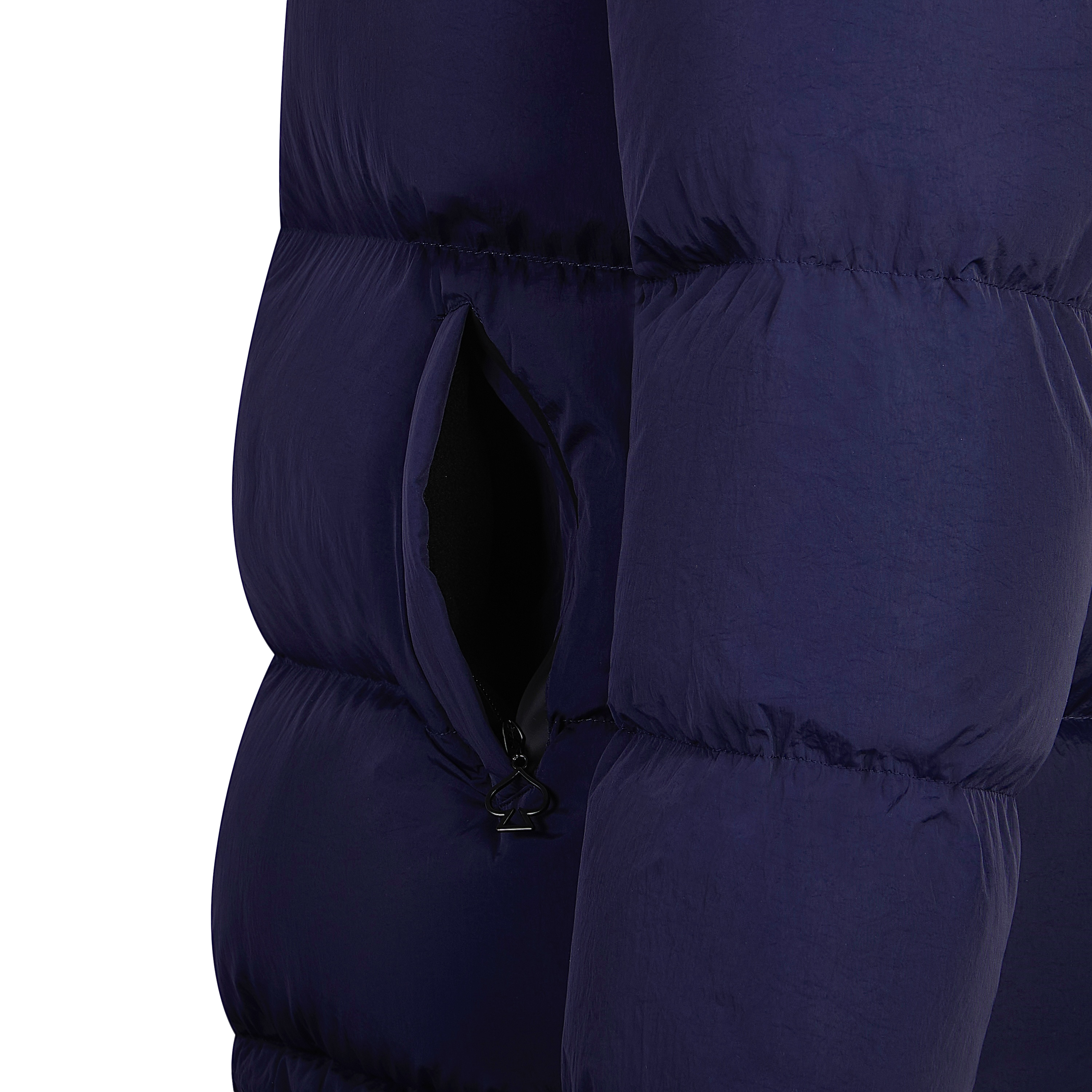 Navy puffer jacket with fleece lined pocket