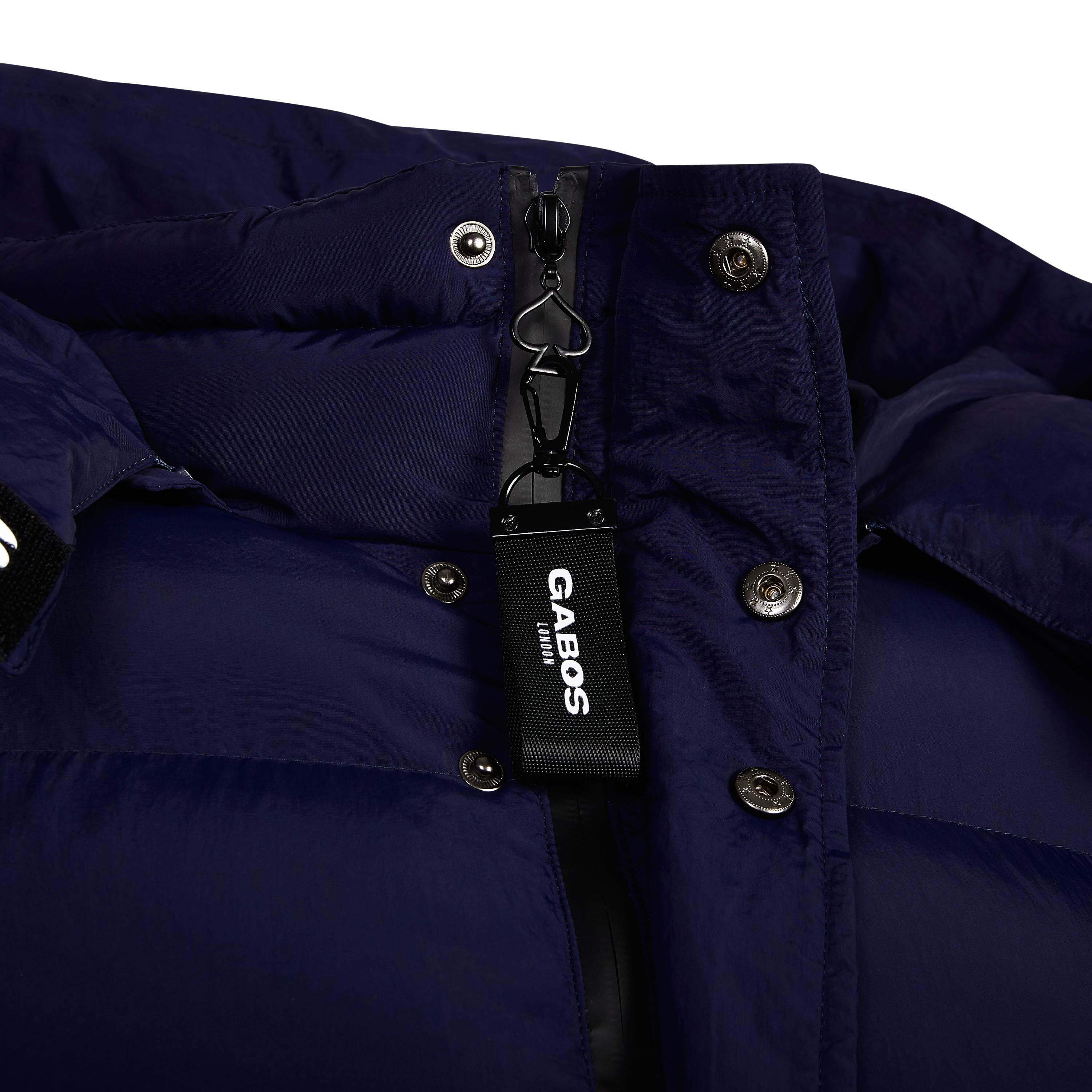 Navy Men's winter coat/puffer jacket with custom zip puller