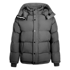 Men's grey puffer jacket. Winter coat with hood | Front elevation by Gabos London