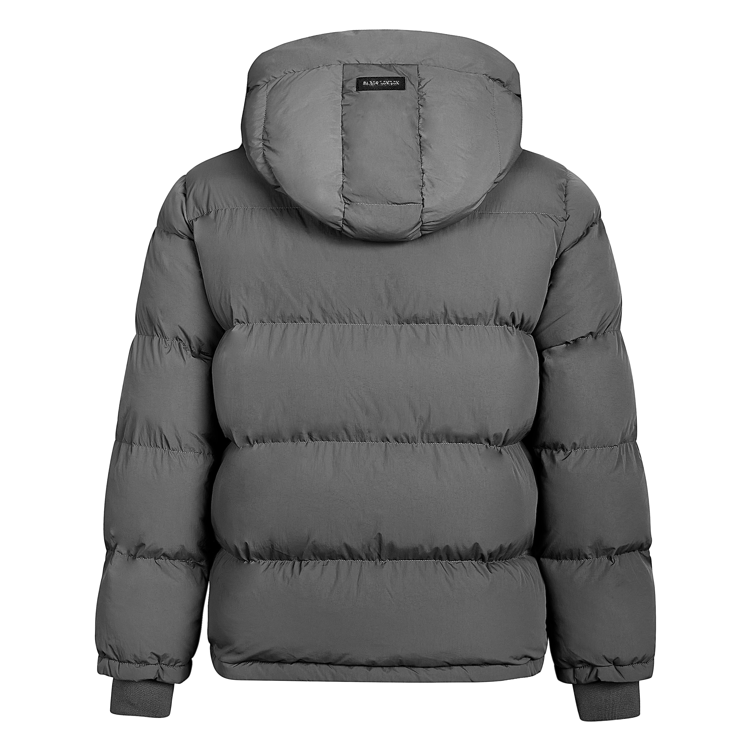 Grey Men's Puffer Jacket With Hood | Back View by Gabos London