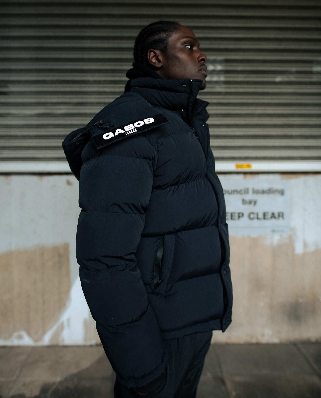 Black Puffer Jacket | Street Bomber Puffer Jacket 3.0 Magma Black Side View – Men’s Streetwear Lifestyle Fashion Outerwear from Gabos London