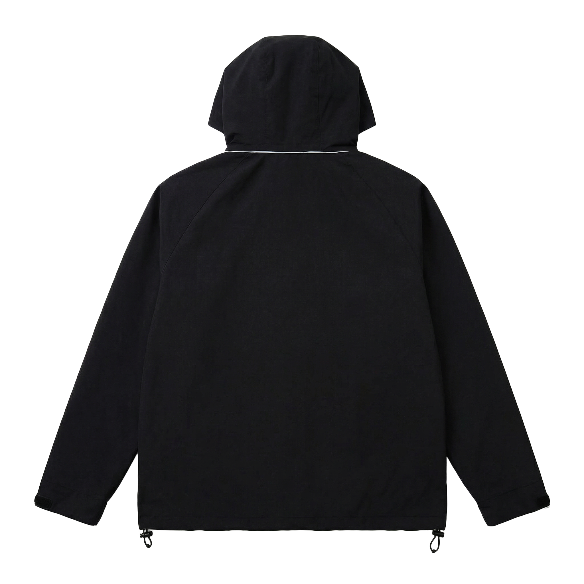 Black jacket with a hood on a white background