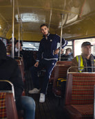 Navy Mens Full Tracksuit on the bus | UK Streetwear by Gabos London