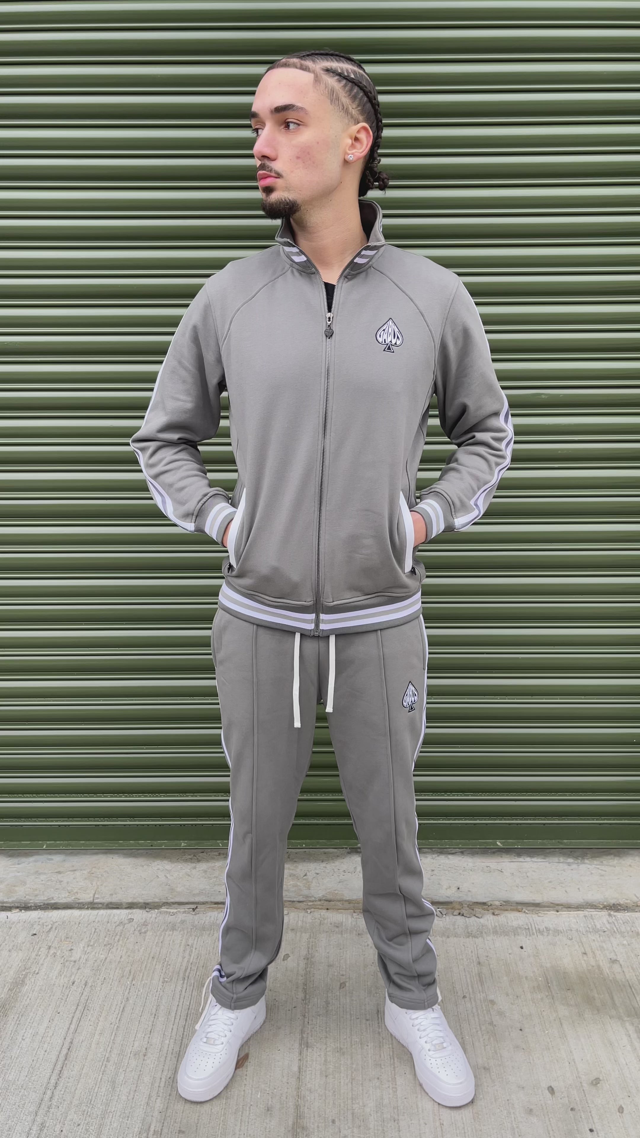 Mens Full Grey Tracksuit set | Stylish Streetwear by Gabos London
