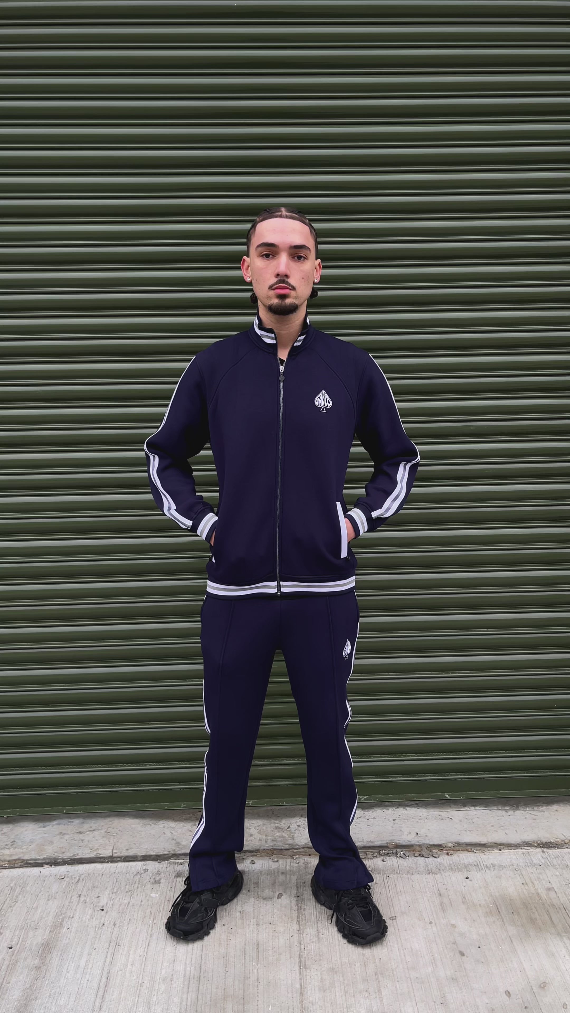 Full Men's Flared Tracksuit | Men's Navy Tracksuit by Gabos London |matching tracksuit set | Designer tracksuit for men