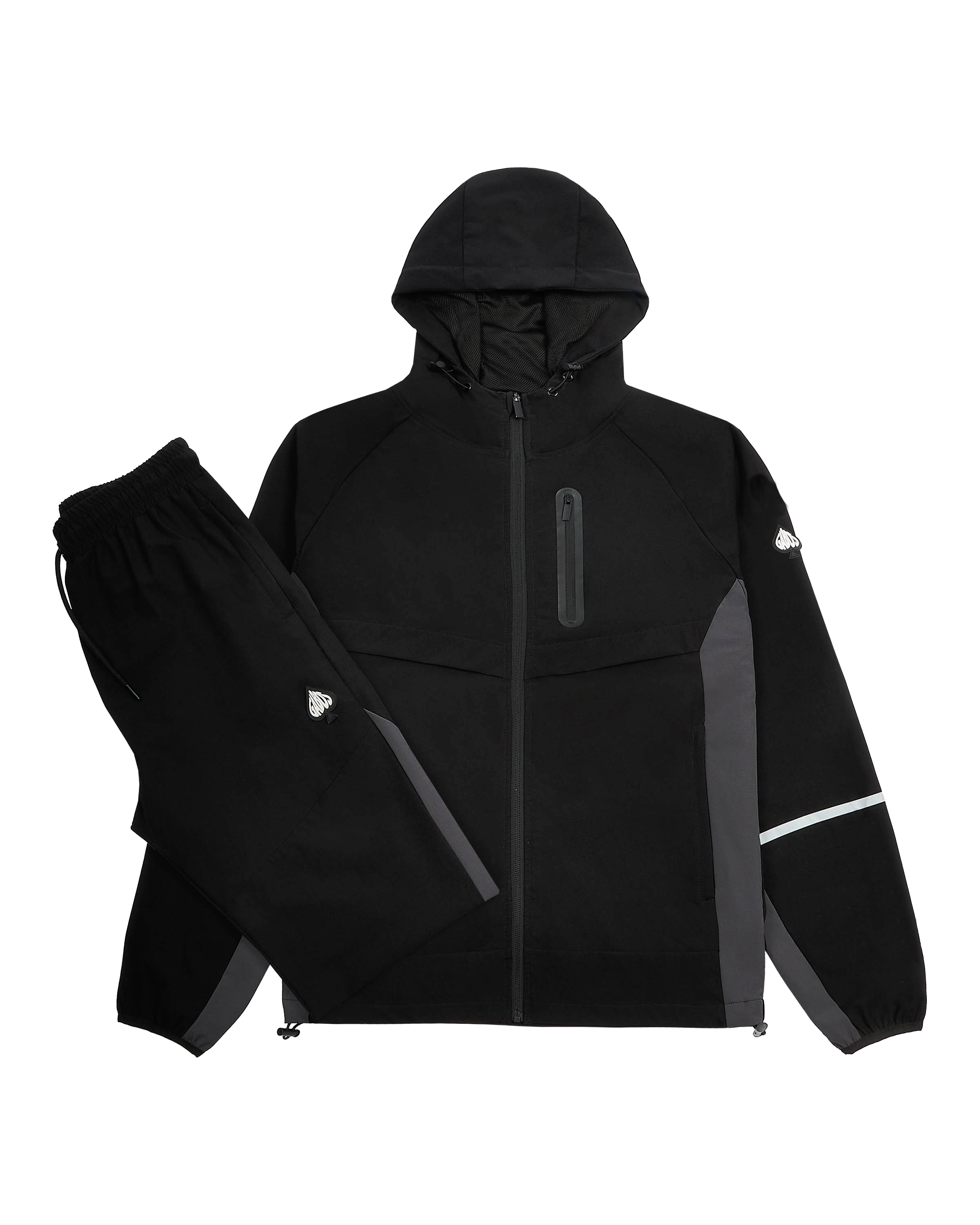 full mens woven tracksuit | black mens tracksuit | windbreaker tracksuit