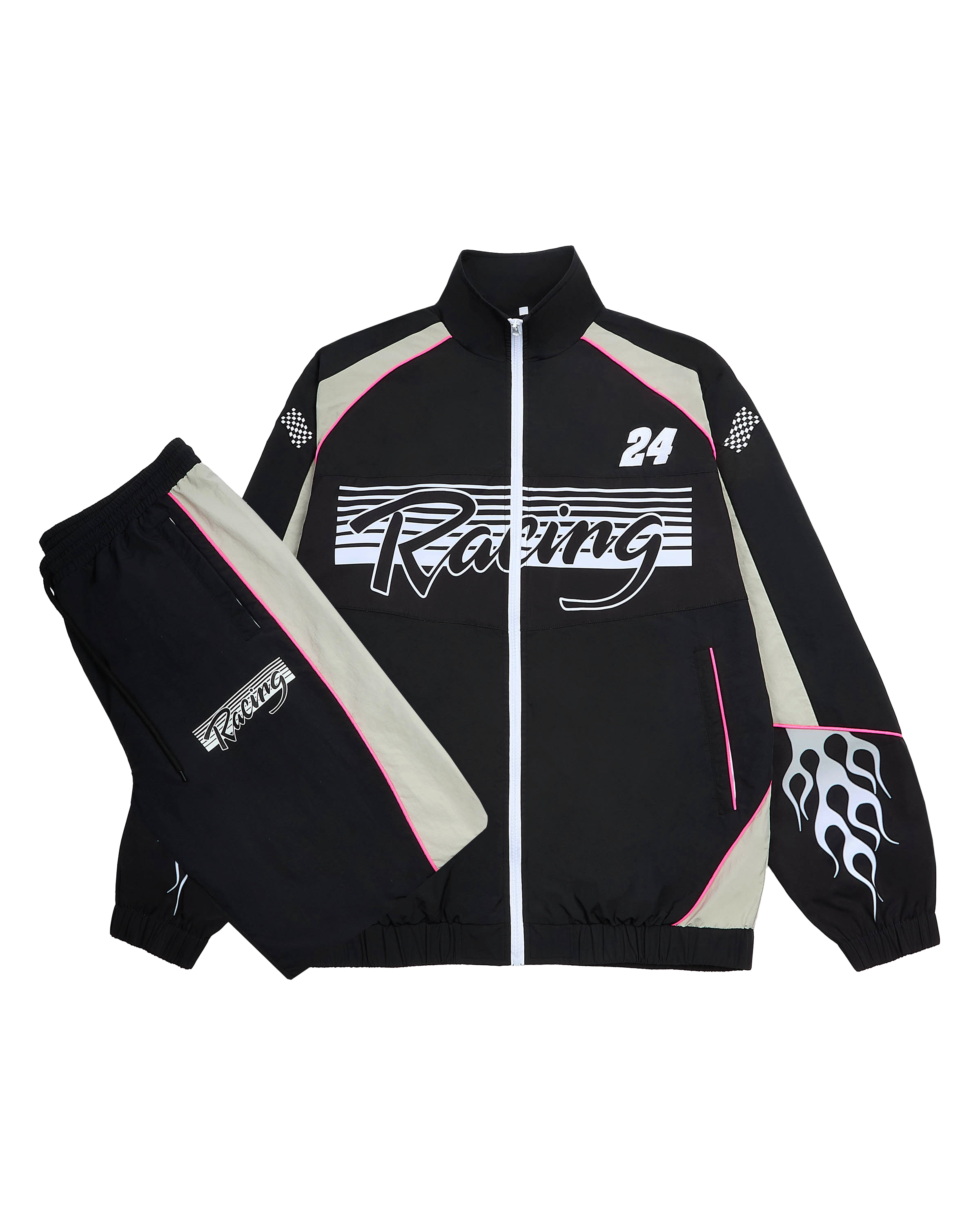 TrackStar Phantom Black men's shell racing tracksuit with lightweight jacket and trousers