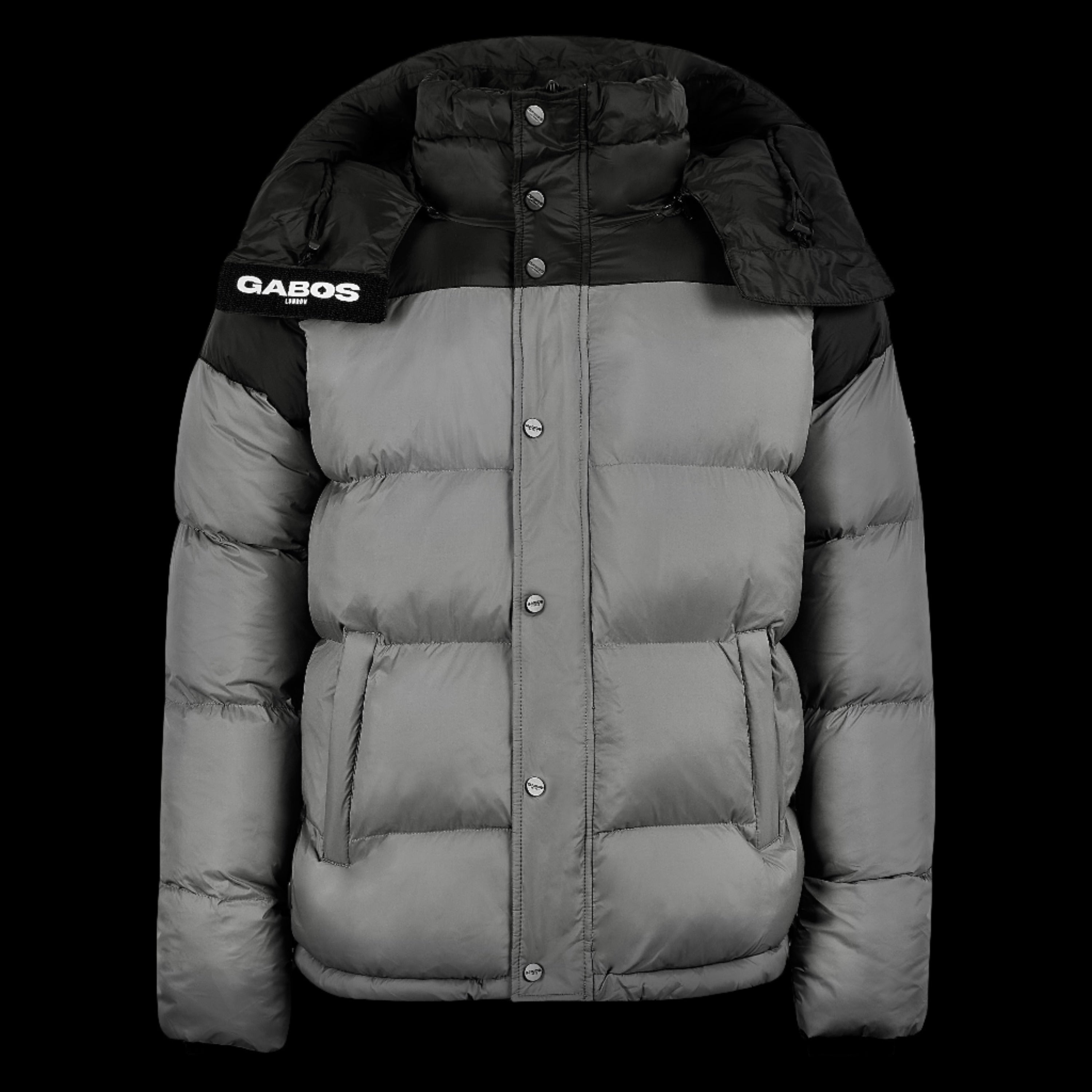 Metallic black puffer on sale jacket