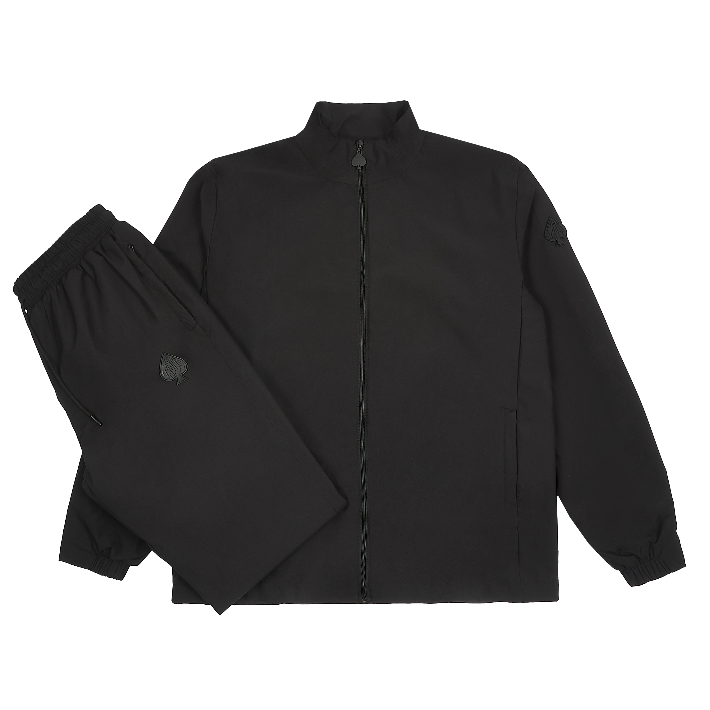 FULL BLACK MENS TRACKSUIT, COLLARED TRACKSUIT, STREETWEAR, TRI SET