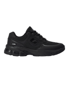 Black  sneaker with white stripes on a white background