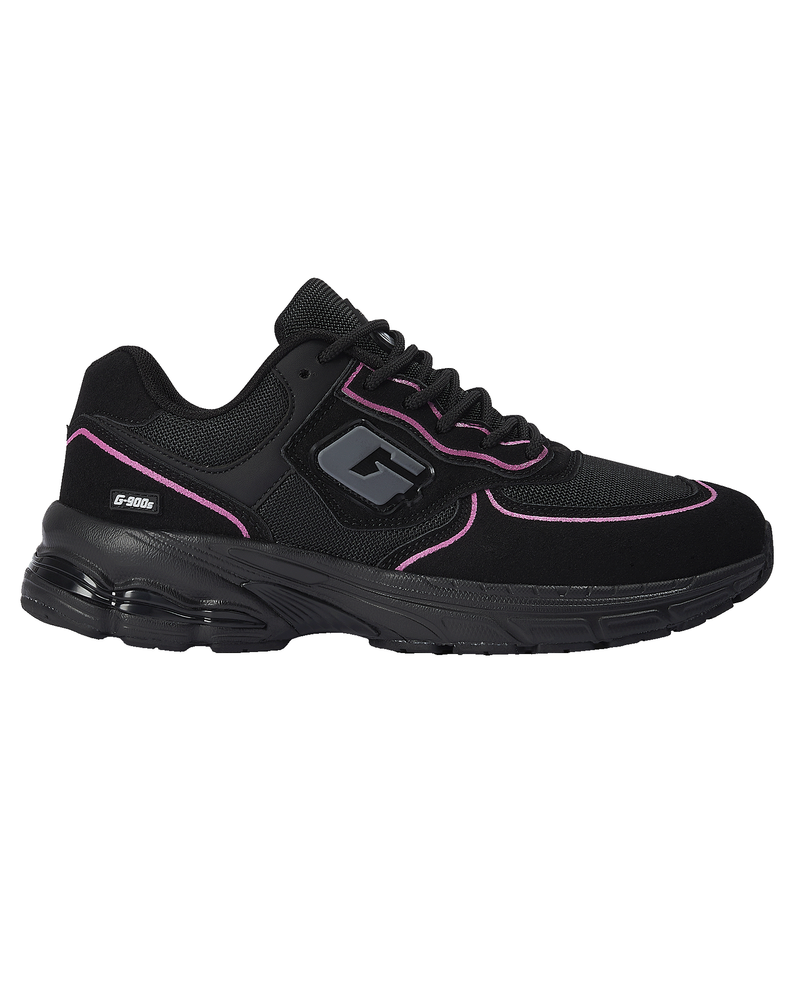 Black and PINK running shoe with GABOS logo on a white background