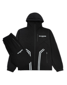 StealthMode Phantom Black men's technical reflective tracksuit with built-in face mask