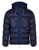 streetwear puffer jacket. mens winter coat in navy