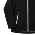 Black jacket with a white zipper on a white background
