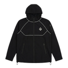 Black jacket with a logo on a white background
