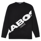 A black knit jumper with the text 'GABOS LONDON' printed in white across the front.