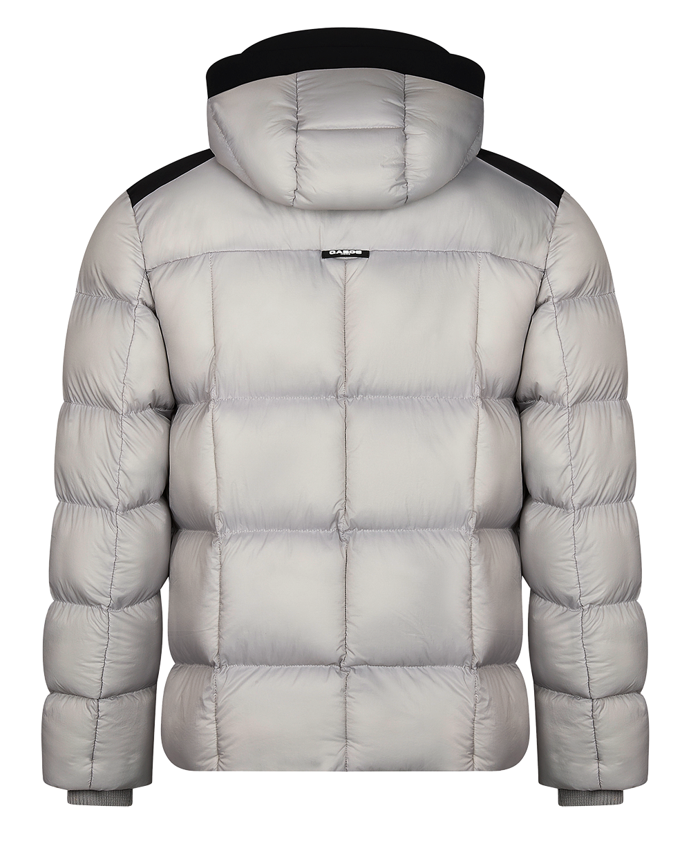 puffer jacket with grid pattern in grey and black by gabos london