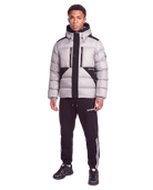 man seen in a grey and black winter puffer jacket by Gabos London