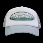 foam gabos trucker cap in silver and white
