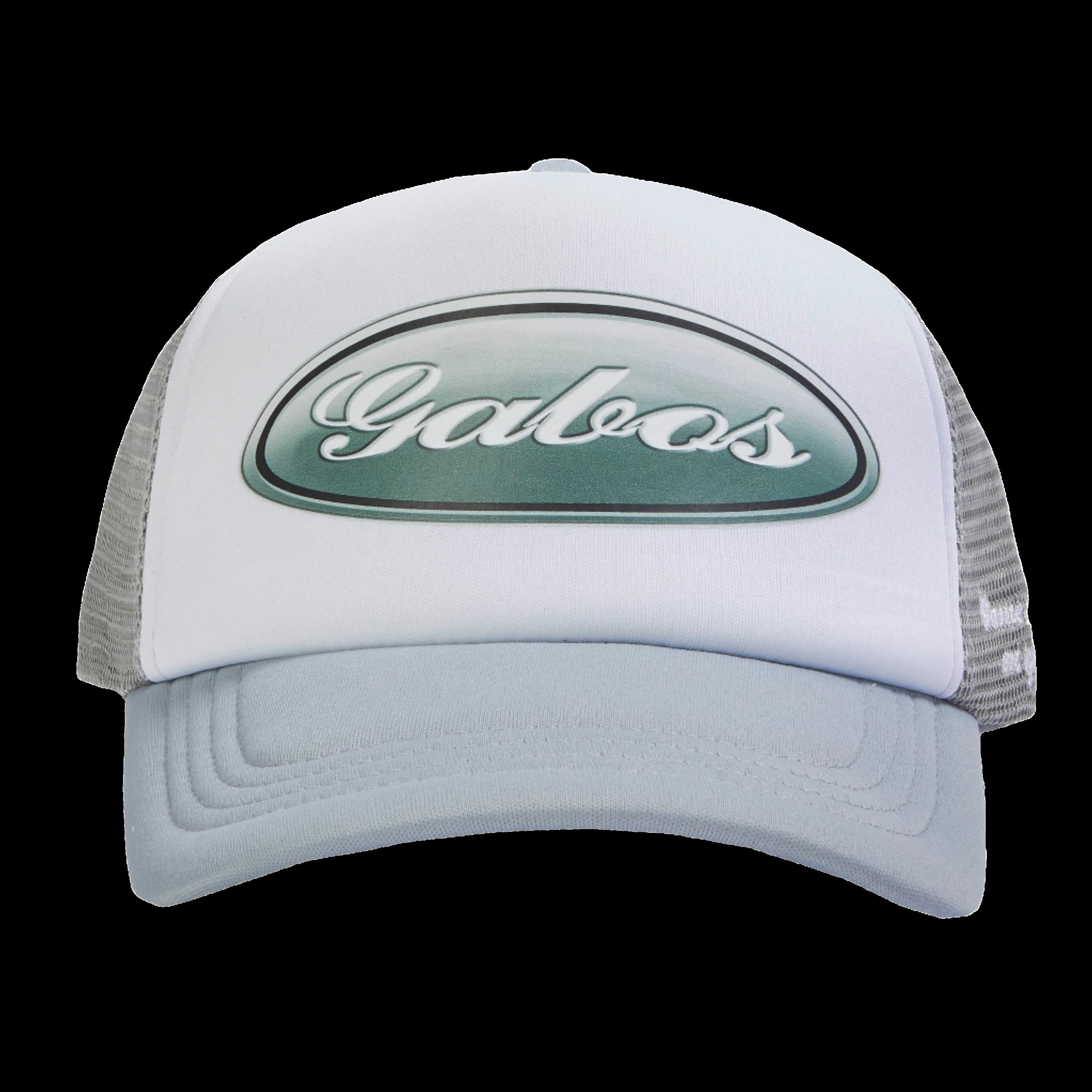 foam gabos trucker cap in silver and white